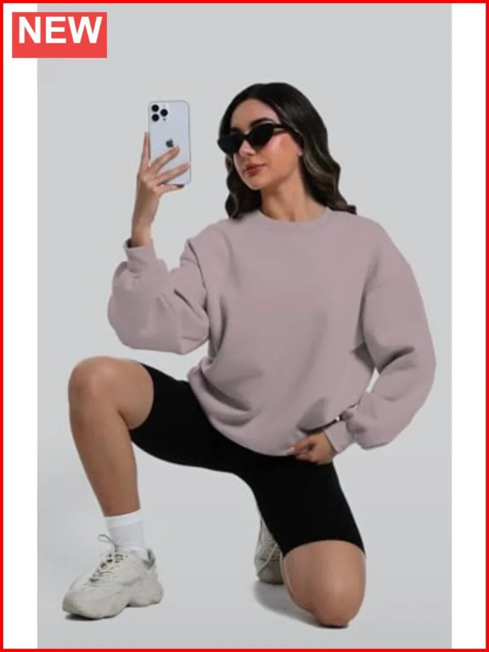 Oversized Crewneck Sweatshirt 2 Pack Cotton Polyester Pullover Long Sleeve